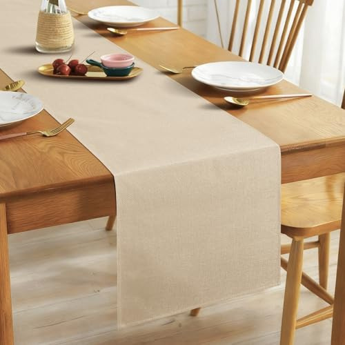 Alaoo Tischläufer, Tischläufer rutschfest Hitzebeständig, Beige,40x140cm