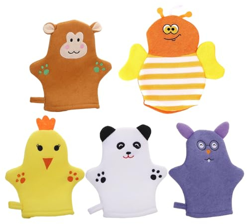 Gants De Bain, 5 Pièces Réutilisable Antidérapant Accessoire, Moufles De Bain Et Gants Exfoliants, Pour Bébé Cuisine Salle De Maison Intérieur Garçon Fille