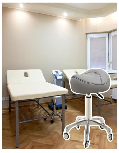 FXLUHAY Silla de Montar for clínica de masajes, Silla giratoria con Ruedas, Taburete de Oficina de Altura Ajustable, for manicura y Peluquero con Ruedas de Deslizamiento Suave.