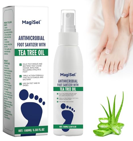Spray Tea Tree, Spray anti-odeurs pour Pieds, Soin professionnel pied, Déodorant Pied Pour Frais et Secs, Réduit la transpiration les Démangeaisons, Éliminer les Odeurs, Pour Hommes et Femmes 100ML