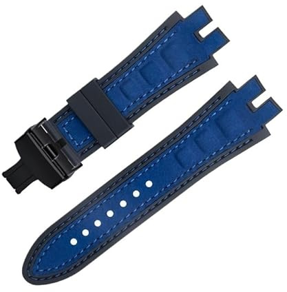 dongriuk Klockarmband i matt mockaläder för Roger Dubuis EXCALIBUR King med mjuk gummibas(Blueb b)