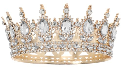 TOYANDONA Vintage Rhinestone Bridal Tiara Crown for Women Lightweight Glittering Queen Headpiece Hair Accessory for Wedding Engagement Party 5.91X5.91X1.97In