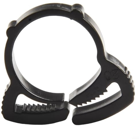 20pcs Black Plastic Ratchet Clamp Set for Garden Irrigation Hose Pipe Fittings φ16mm φ20mm, Nylon Snap Fit Clips for Secure Connection in Outdoor Watering(φ20mm)