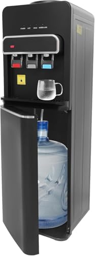 Bodenstehender Wasserspender mit Bodenbeladung, Water Dispenser mit Trockenlaufschutz, 550W 3-in-1 Kalt Heiß & Raumtemperatur Wasser, 85-95℃ Heißwasserspender für Zuhause, Büro, Küche, Schlafzimmer