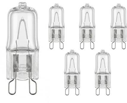 Easylight Halogen Leuchtmittel für Lavalampen - 6 Stück - G9-25 Watt - Stiftsockel - H: 4 cm B: 1.5 cm - Ersatzleuchtmittel - Halogenleuchtmittel - 6er Set
