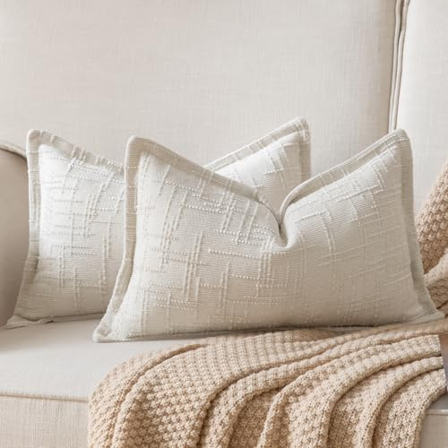 Yaertun Chenille Kissenbezug 40x60 2er Set Broadside Designs Kissenbezüge weicher gemütlicher Samt Kissenhülle Sofakissen Couchkissen Dekokissen Zierkissenbezug Schlafzimmer Wohnzimmer Cremeweiß