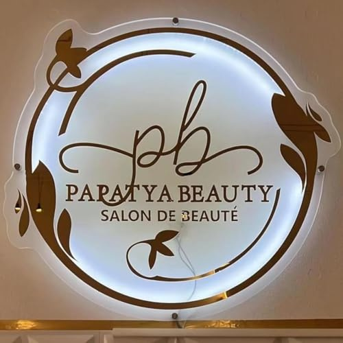 Custom Business Logo Neon Sign Personalized Illuminated Acrylic Salon Backlit Sign Metal Floating Logo Signs for Store Beauty Salon Nail Hair Studio Wall Decor