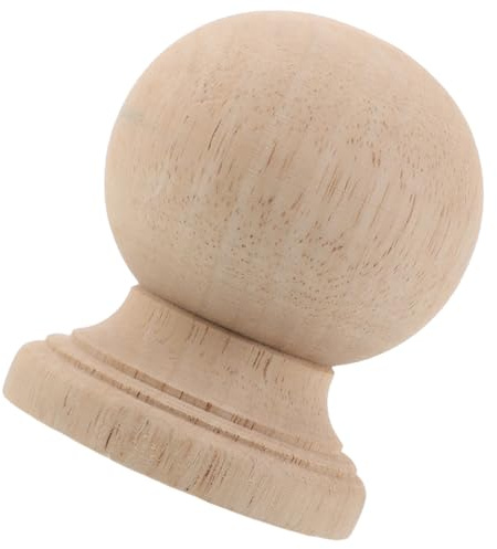 ibasenice Wood Finials Vintage Bed Post Finial Rustic Wooden Column Topper Unpainted Solid Wood Sphere for Stair Railings Interior Decoration in Hotels