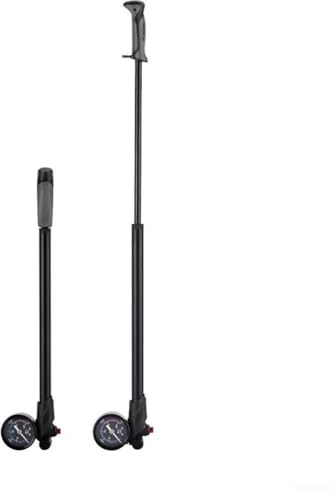 Bomba amortiguadora de horquilla de bicicleta Cuerpo de aluminio con manómetro de presión de 300 PSI para horquillas de aire delanteras y uso de tubo de aire trasero (B)