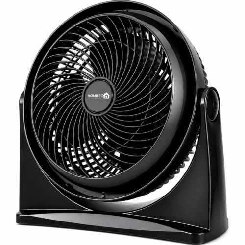 HOMILEC Powerful Turbo Desk Fan – 90° Adjustable Tilt Air Circulator Fan, Ultra-Quiet 3-Speed Table & Wall Mountable Fan for Bedroom, Home, Office (Black)