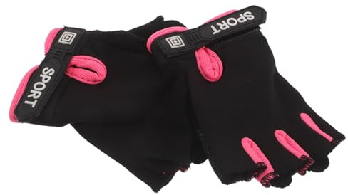 ABOOFAN Guanti da Ciclismo per Ragazzi Mezze Dita in Nylon Rosa, Traspiranti e Antiscivolo Cuscinetti Ammortizzanti, per Ciclismo e Ginnastica