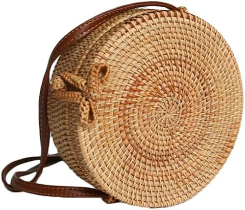 Plånbok Liten cirkelväska Bali Rosettspänne Blommönster Design Stråaxelväska Klassisk axelväska Rottingväskor Stråväska Dam Slingväska Vävd väska Missa blommorna att väva/4020