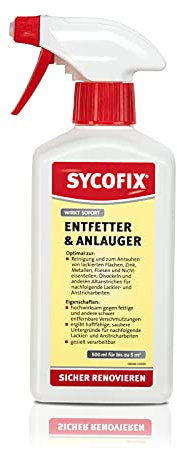 SYCOFIX Entfetter und Anlauger, Intensivreiniger flüssig, gebrauchsfertig, haftfähige Untergründe für Neuanstriche und Beschichtungen, Metall, Fliesen,Lack, Stahl, Holz,500ml, Super Aktivreiniger