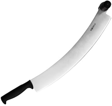 Boska Holländisches Käsemesser Professional XL – 430 mm Edelstahlklinge, Schwarzer Handgriff, Für große Käselaibe, Pizza und mehr, Gebogene Form für müheloses Schneiden