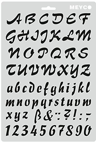 Schablone Buchstaben und Zahlen Schreibschrift