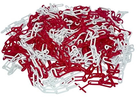 BAUZAUNWELT Absperrkette aus Kunststoff rot weiß beschichtet 25 m Länge - Gliederstärke: 6 mm