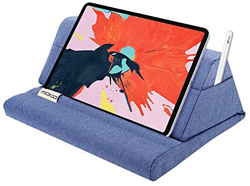 MoKo Tablet Kissen Ständer, Kissen Halter für Tablet bis zu 11 Lesekissen für iPad Air 5 10.9, New iPad Air 4 3 2, iPad mini 6 5 4 3, iPad 10.2 10th/2022, iPad 10.5/9.7, Samsung Tab, Denim Blau