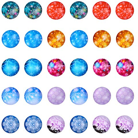 100 Stück Schneeflocke Glas Cabochons Flatback Halbrunde Kuppel Weihnachten Thema Mosaik Gedruckt Bild Fliese 10Mm