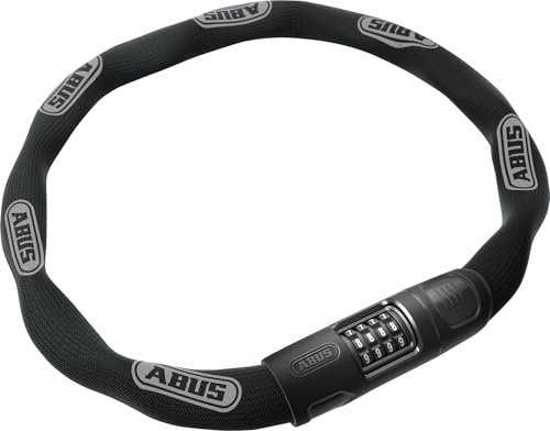 ABUS Kettenschloss 8808C - stabiles Zahlenschloss aus speziell gehärtetem Stahl - gut lesbare Zahlen mit Verdeck - ABUS-Sicherheitslevel 9 - 110 cm - Schwarz