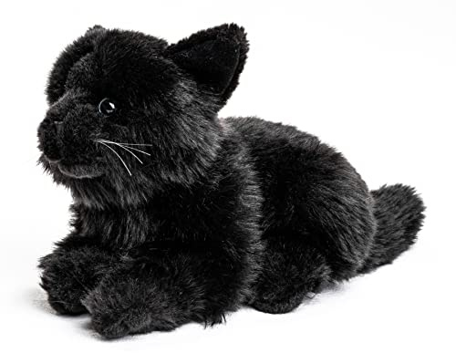 Uni-Toys - Katt svart, liggande – 20 cm (längd) – husdjur – plyschleksak, kramdjur