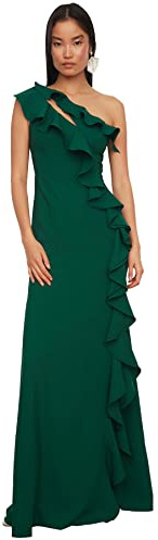 Trendyol Detailliertes Abendkleid und Abschlusskleid, Abito da Sera Formale da Donna, Emerald Green, 36