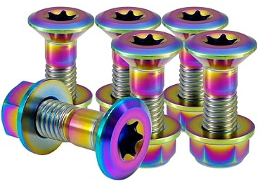 RISON-Titanium 6 Set Viti a Manovella Bulloni Corona in Titanio M8, Bulloni e Dadi Flangiati per Moto, Bulloni per Ruota Dentata, Bullone per Pignoni per Motocross, Moto