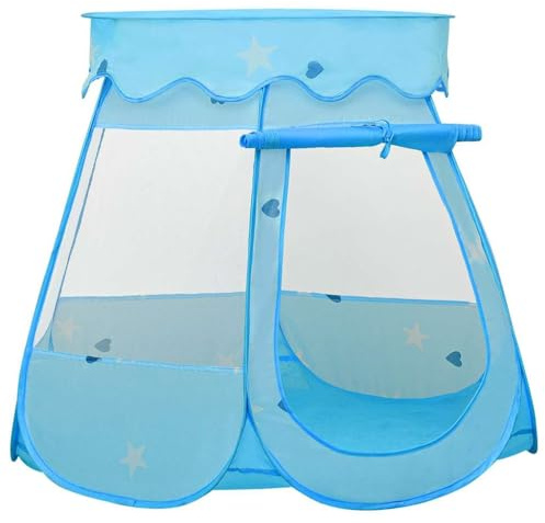 vidaXL Kinder Spielzelt Bällebad Kinderzelt Babyzelt Spielhaus Zelt mit Tragetasche Netzdesign für Indoor Outdoor Blau 102x102x82cm