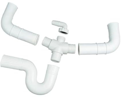 Set completo di sifone doppio in gomma per lavello con presa in lavastoviglie o lavatrice