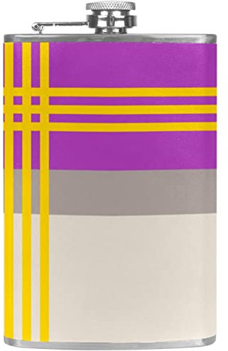 Flasque avec entonnoir Flacons personnalisés,Motif à rayures moderne,Petit flacon portatif en acier inoxydable pour l'alcool
