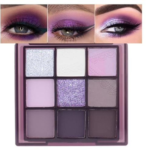 ORANOT 9Colors Eye Shadow Palettes Makeup,Dark Purple Plum Lavender Mauve Black Smoky Eyeshadow Palette for Older Women Natural Powde Eye Shadows Waterproof Long Lasting Naturing-Looking