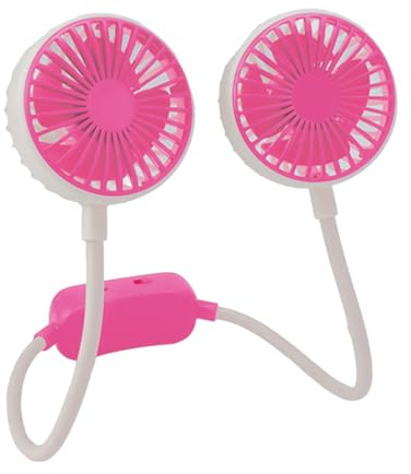 Klack Ventilador Portátil De Cuello Doble Cabeza, Ventilador Manos Libres Recargable Por USB - Rosa
