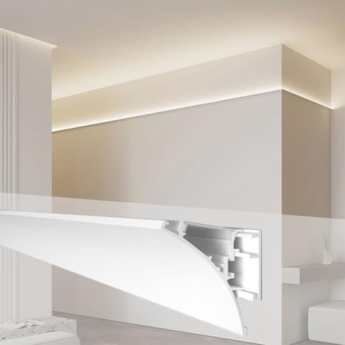Metall-Kronenleiste mit indirekter Beleuchtung, LED-Lichtleiste für Decken, Sockelleisten und Sockelleisten im Wohnzimmer, Schlafzimmer, Küche, 2,7 m