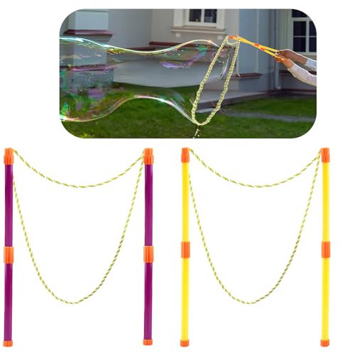 Riesenseifenblasen,2 Paar Seifenblasen Groß,Teleskopische Entwurfs Seifenblasen Stab,Einfache Tragen Riesenseifenblasen Set für Kinder Erwachsene Outdoor Spielzeug Gartenspielzeug
