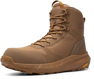 NORTIV 8 Men's Composite Toe Work Boots – 8'' Lightweight ASTM F2412-24 & ASTM F2913-24 Safety Boots with Side Zipper for Construction & Warehouse, Metrostrike-Nano,Size 12,Coyote,NMUMIB2412