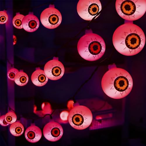 Koboko Halloween Deko Augäpfel Lichterkette, 1,5M 10 LED Lichterkette Halloween LED Augäpfel, Lila Lichterketten Batteriebetrieben, Dekorative Lichter für Helloween Party Deko, Herbst, Weihnachten