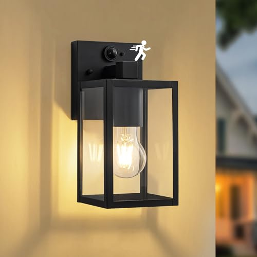 FTL Lampe Murale Detecteur de Mouvement 2 Stück, Applique Murale Améliorée Extérieure avec Capteur de Mouvement, Porche Éclairage Mural d'Extérieur, E27 PIR Lumiere Mural pour Jardin Terrasse, IP44