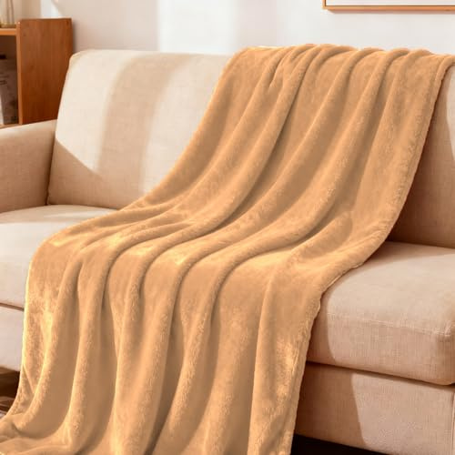 LZJD Manta Sofá Manta Polar 100 x 200 cm Cálida y Mullida Suave Ligera y Fácil Cuidado Cobijas de Regalo para Mujer y Hombre, Beige