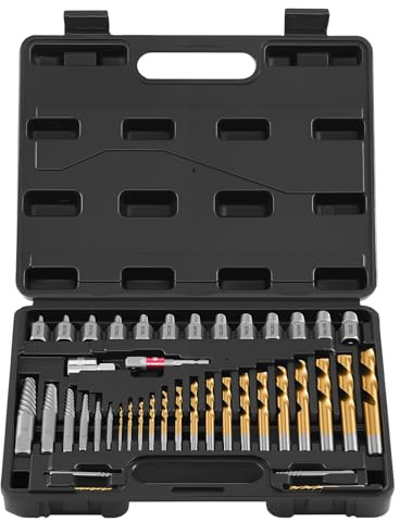 VEVOR Kit Estrattore per Dadi Rotti Utensili per Estrazione Bulloni Danneggiati 41 pezzi in Acciaio Cr-Mo, Kit di Strumento per Rimozione di Bulloni Riparazioni Domestiche da Officina Garage