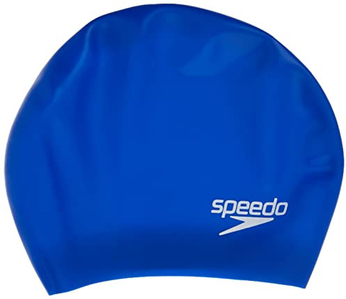 Speedo Unisex – Erwachsene Silicone Long Hair Swim Cap Badekappe, Blau, Einheitsgröße