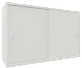 Geramöbel Schiebetürenschrank mit Mittelseite, 2 Dekor-Einlegeböden, abschließbar, 1200x425x768, Weiß/Weiß