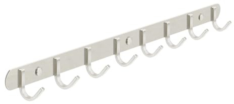 Stahlia Garderobe (8 Haken) Garderobenhaken Kleiderhaken Wand Edelstahl gebürstet Garderobenleiste Wandgarderobe Hakenleiste Wandhaken zum Schrauben Haken