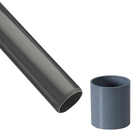 EXCOLO PVC Rohr (B-Ware) Ø 32mm mit Rohrmuffen. Ohne Winkel Kniestück T-Stück Kappen (1m Rohr Ø32mm + Muffe)