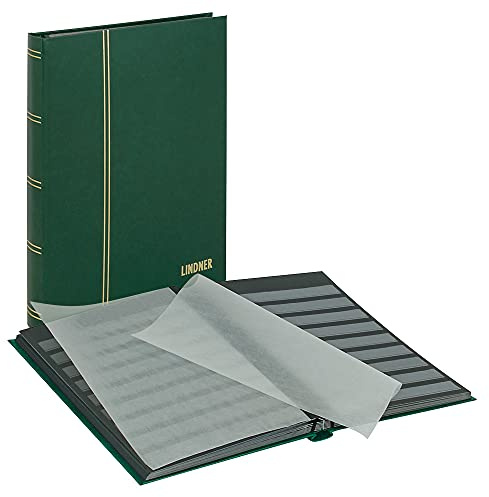 Lindner 1168-G Einsteckbuch Standard mit 32 schwarzen Seiten, 230 x 305 x 25 mm, grün