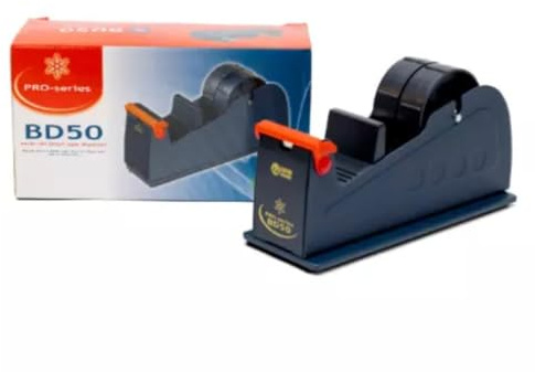 BD50 Strong Heavy Duty Metal Work Counter Top Bench Desktop Tape Dispenser for 2 50mm Wide Rolls - Box Sealer Sealing Packing Parcel Postal Mailing Warehouse General Supplies (Black) (BD50)