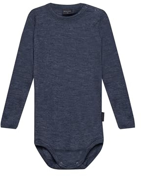 Dilling Body avvolgente a maniche lunghe – lana merino biologica – Caldo e delicato sulla pelle – sostenibile ed ecologico, Blu screziato, 80