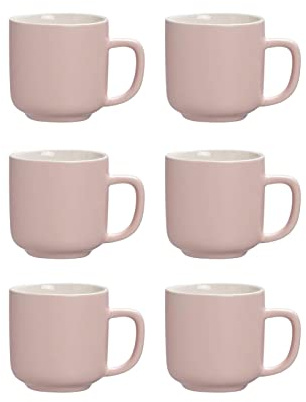 Ritzenhoff & Breker Espressotassen Jasper, 6er Set, Rosé, 100 ml, Mokkatassen aus Steinzeug, Soft-Touch-Haptik & Mattglasur