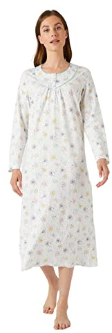 Damart Juego de 2 Camisones de Punto Jersey de algodón Peinado Puro Camisa de Noche, Diente de León Multicolor, S para Mujer