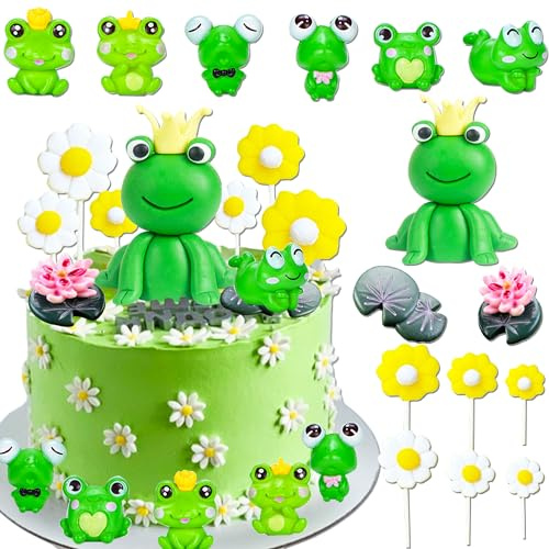 LaVenty Frosch Prinzessin Tortendeko Frosch Kuchen Topper Garten Kuchendeko | Frosch Prinzessin Tortendeko Frosch Kuchen Topper Garten Kuchendeko Gänseblümchen Tortendeko Garten Party Dekoration Mädchen