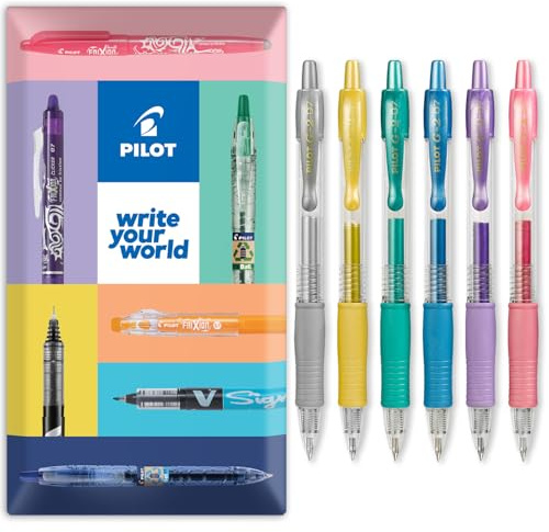 PILOT G-2 Gel-Tintenroller, einziehbar, 0,7 mm Spitze, Kissen-Packung, 6 Stück, Metallic-Töne