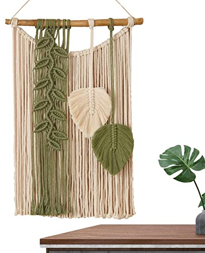 cypreason Arazzo da parete in macramè, decorazione da parete, in cotone con nappe, beige, decorazione per la casa fatta a mano, bellissimo arazzo in filato per camera da
